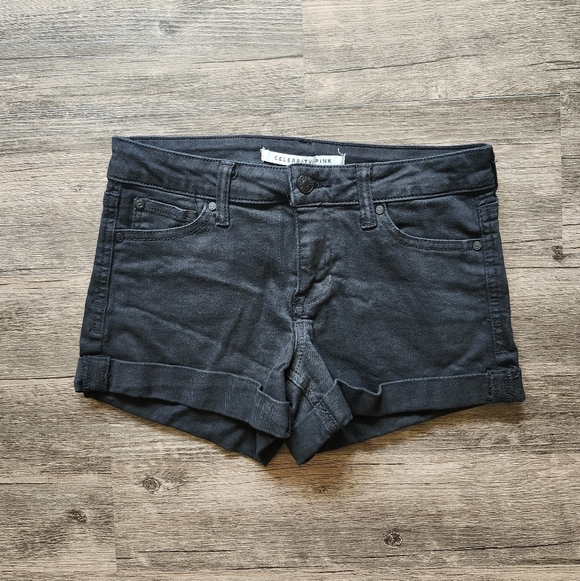 Celebrity Pink Charcoal Black Denim Shorts - Picture 1 of 3